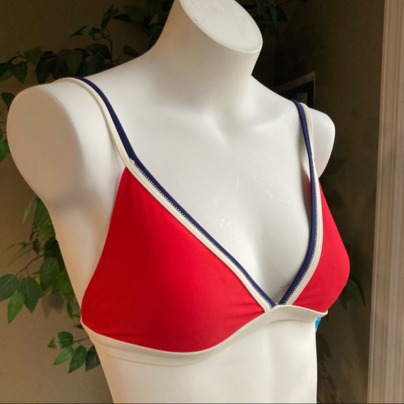 ⚡️CLEARANCE⚡️ Forever 21 Stripe Rockabilly Americana Triangle Bra Bikini Top - Picture 3 of 10